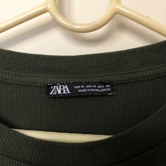 Zara Olive Green Ribbed Bodycon Dress - Picture 2 of 7